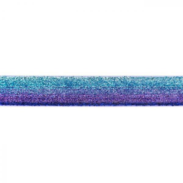 Glitzerband 25mm Breit Farbverlauf Aqua-Violett
